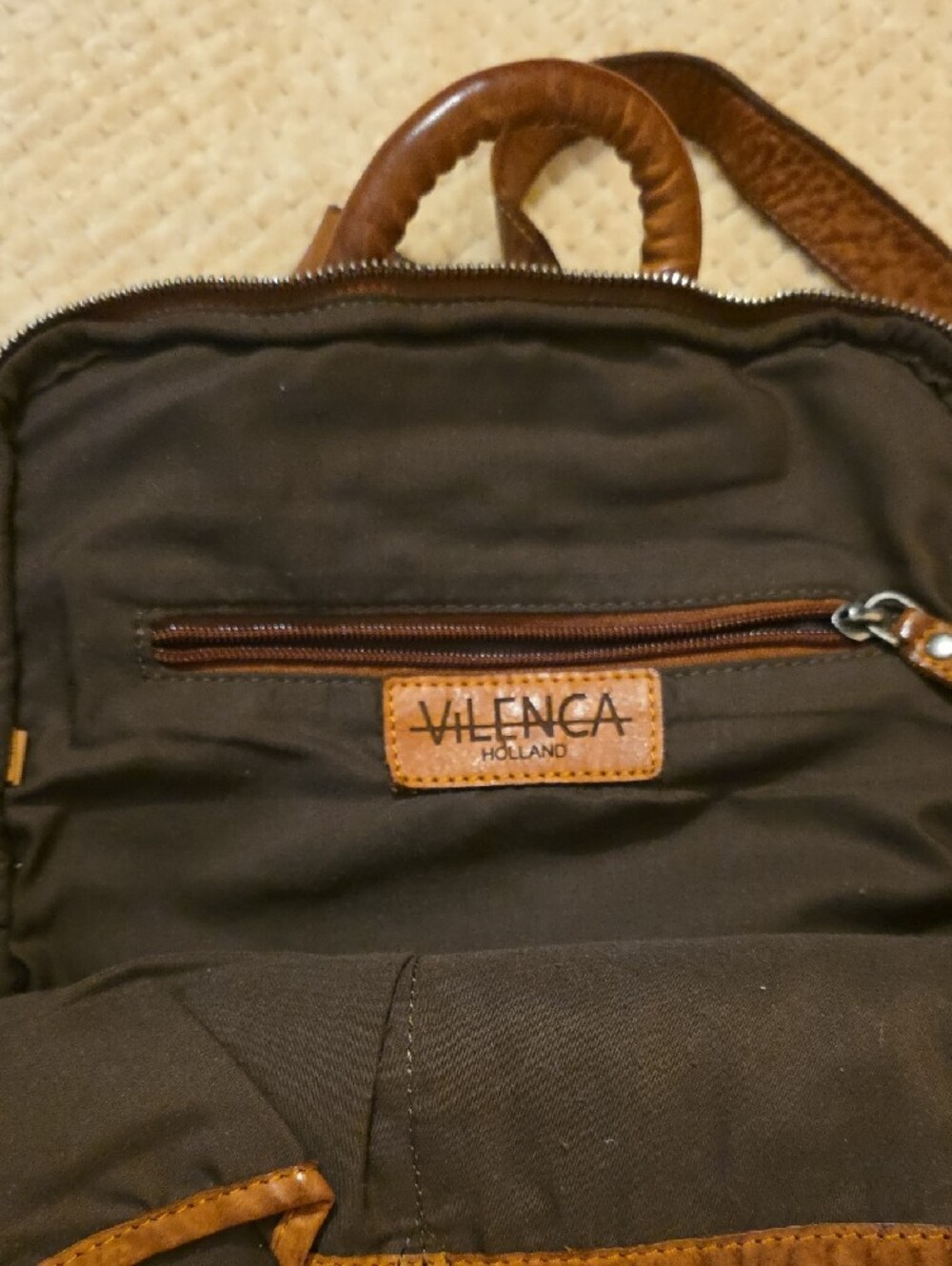 Vilenca Woven Leather Brown Backpack - Picture 3 of 11